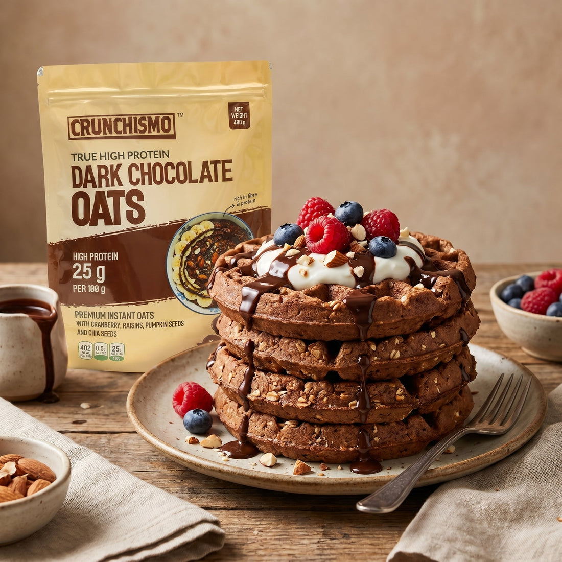 Nutty Chocolate Oat Waffles