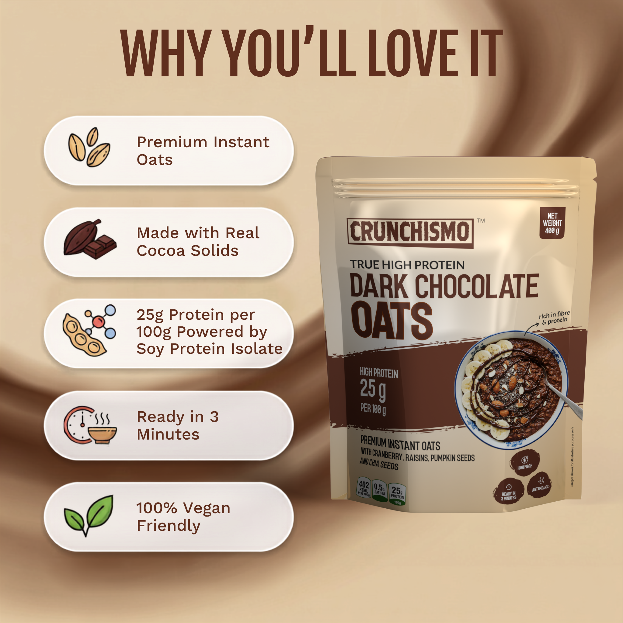 True High Protein Dark Chocolate Oats (400g x 2)