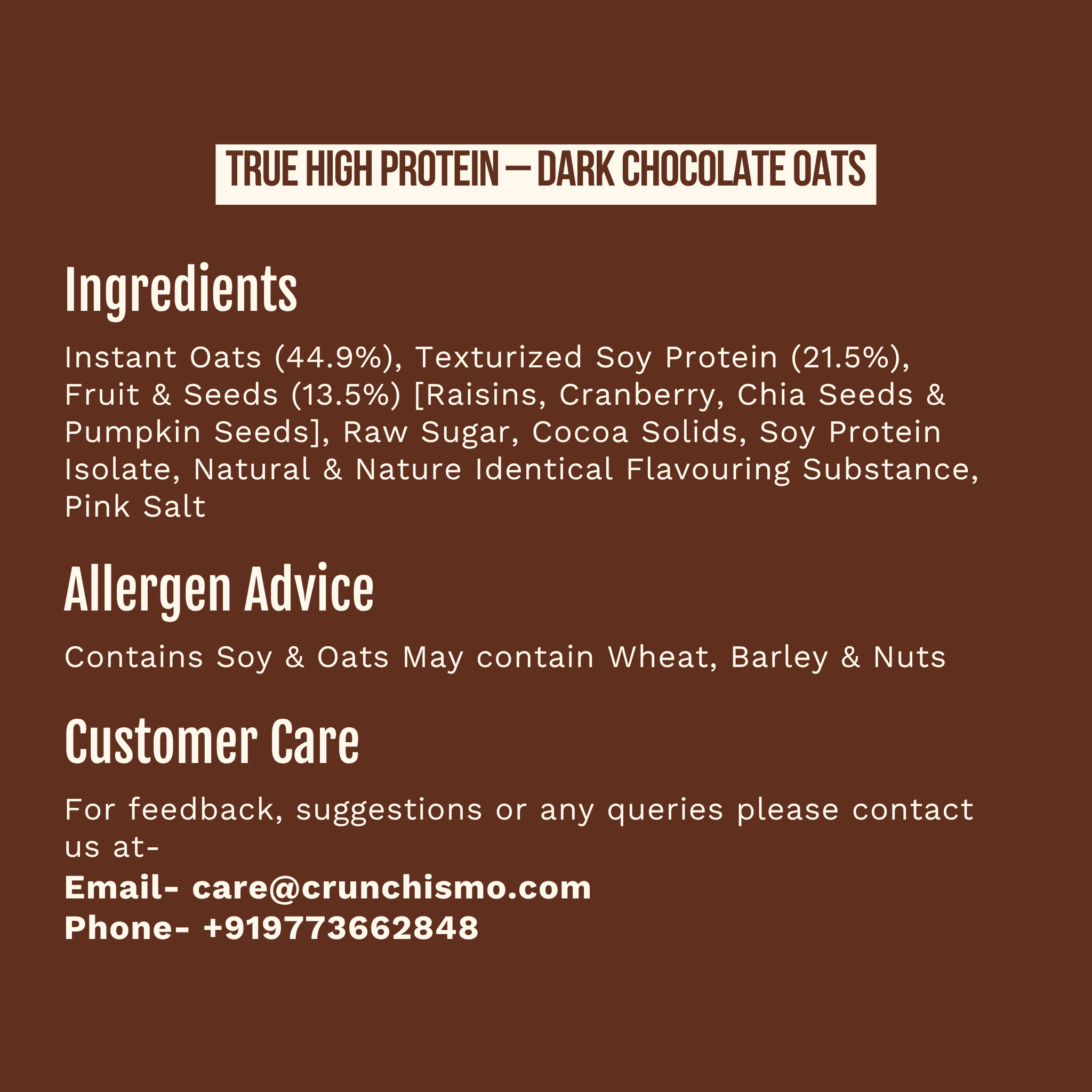 True High Protein Dark Chocolate Oats (400g x 2)