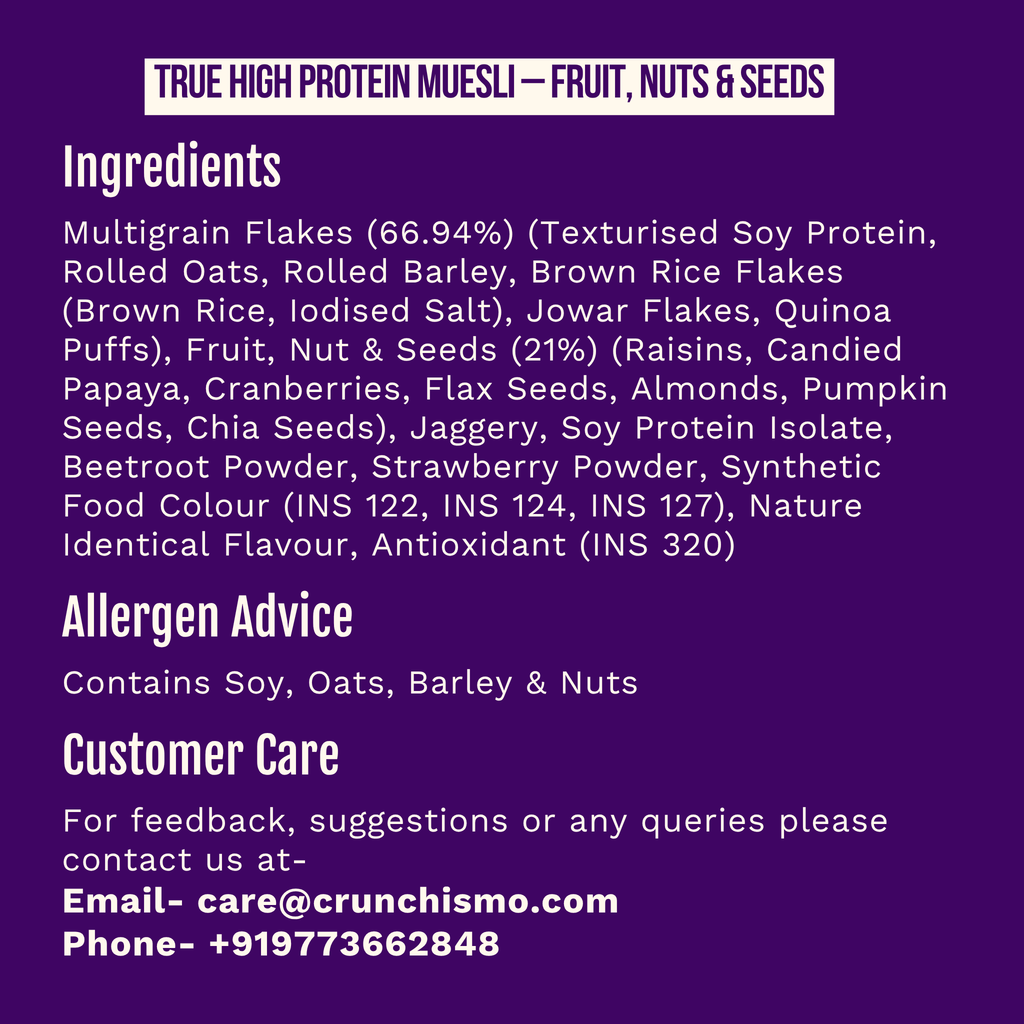 True High Protein Muesli – Fruit, Nuts & Seeds (50g x 30)
