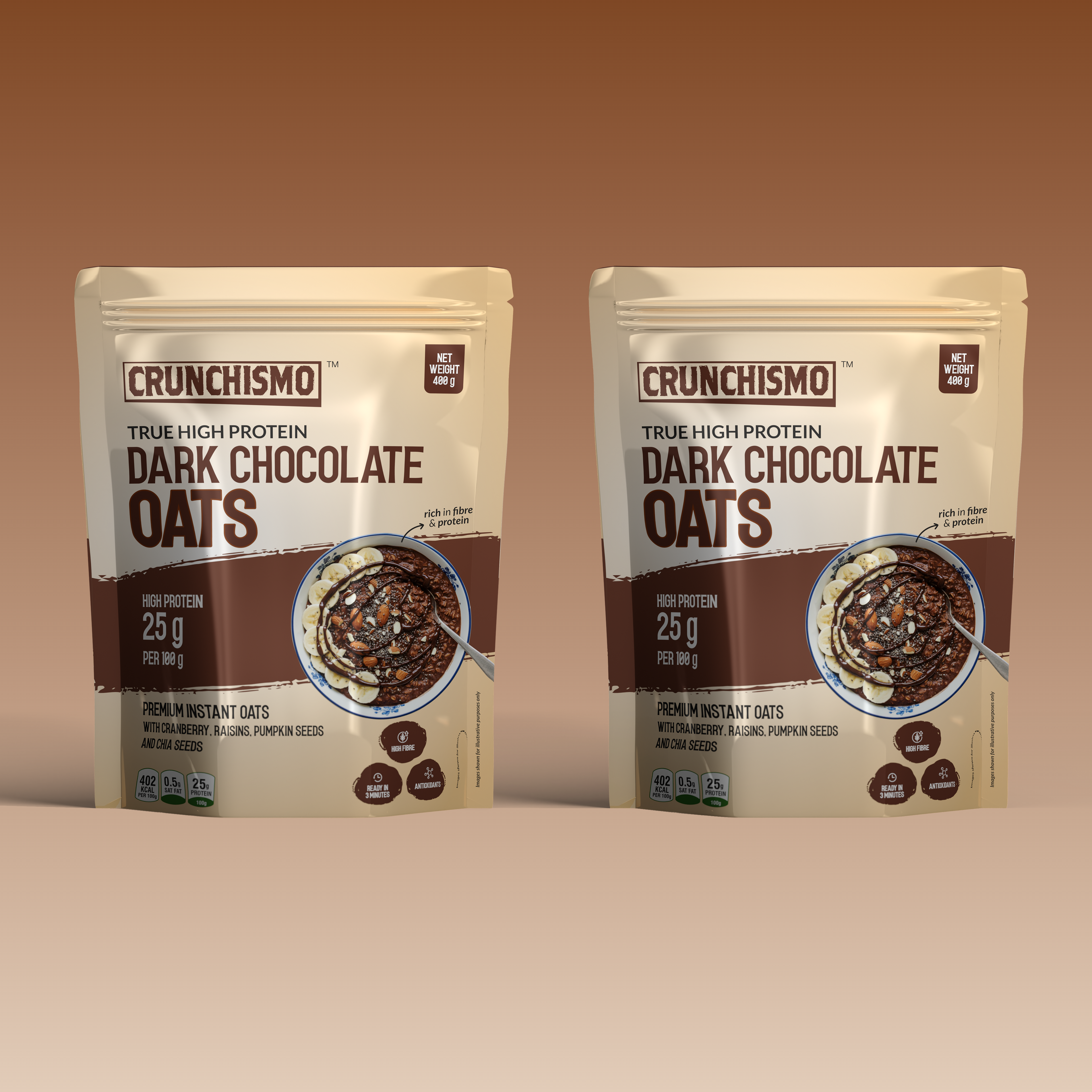 True High Protein Dark Chocolate Oats (400g x 2)