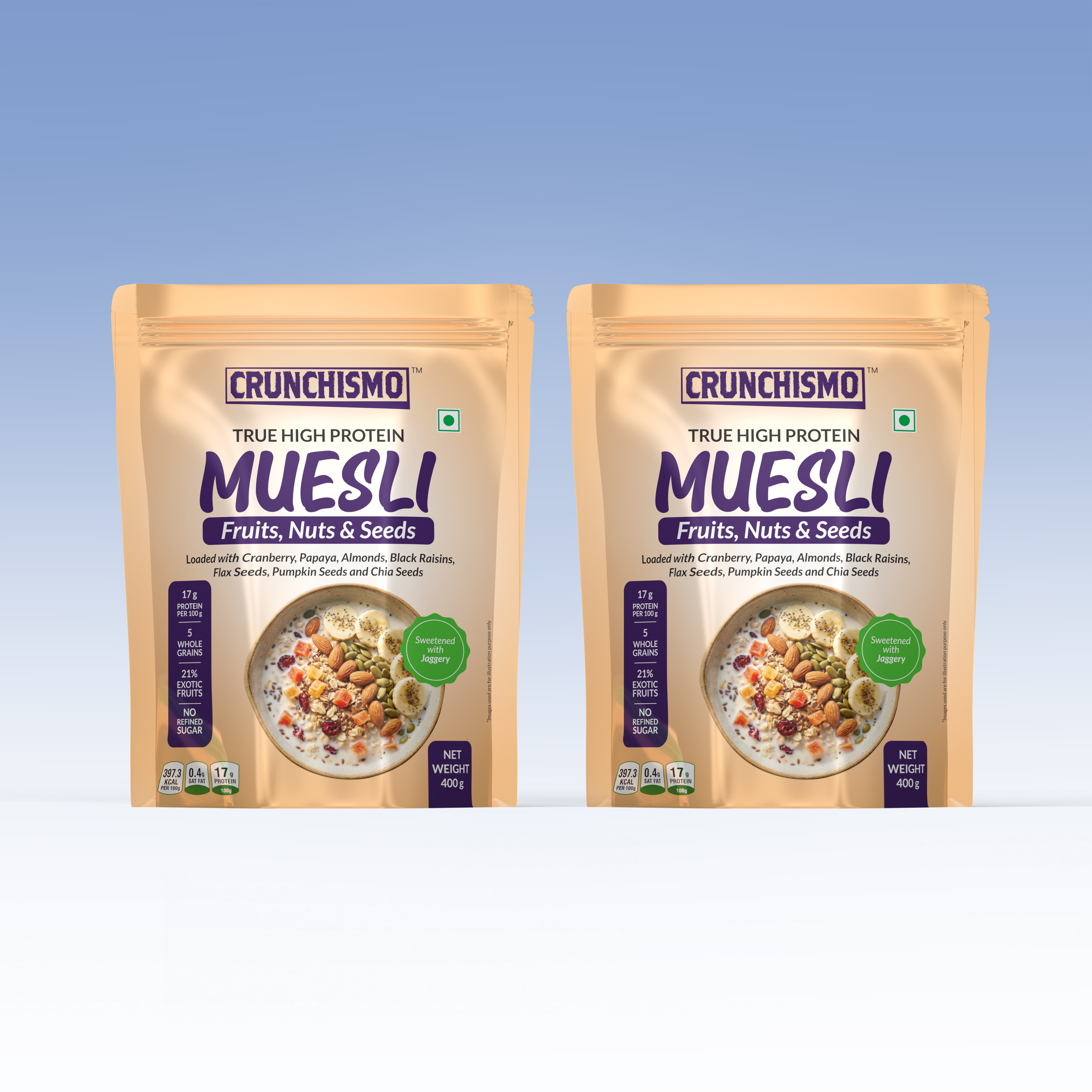 True High Protein Muesli – Fruit, Nuts & Seeds (400g x 2)