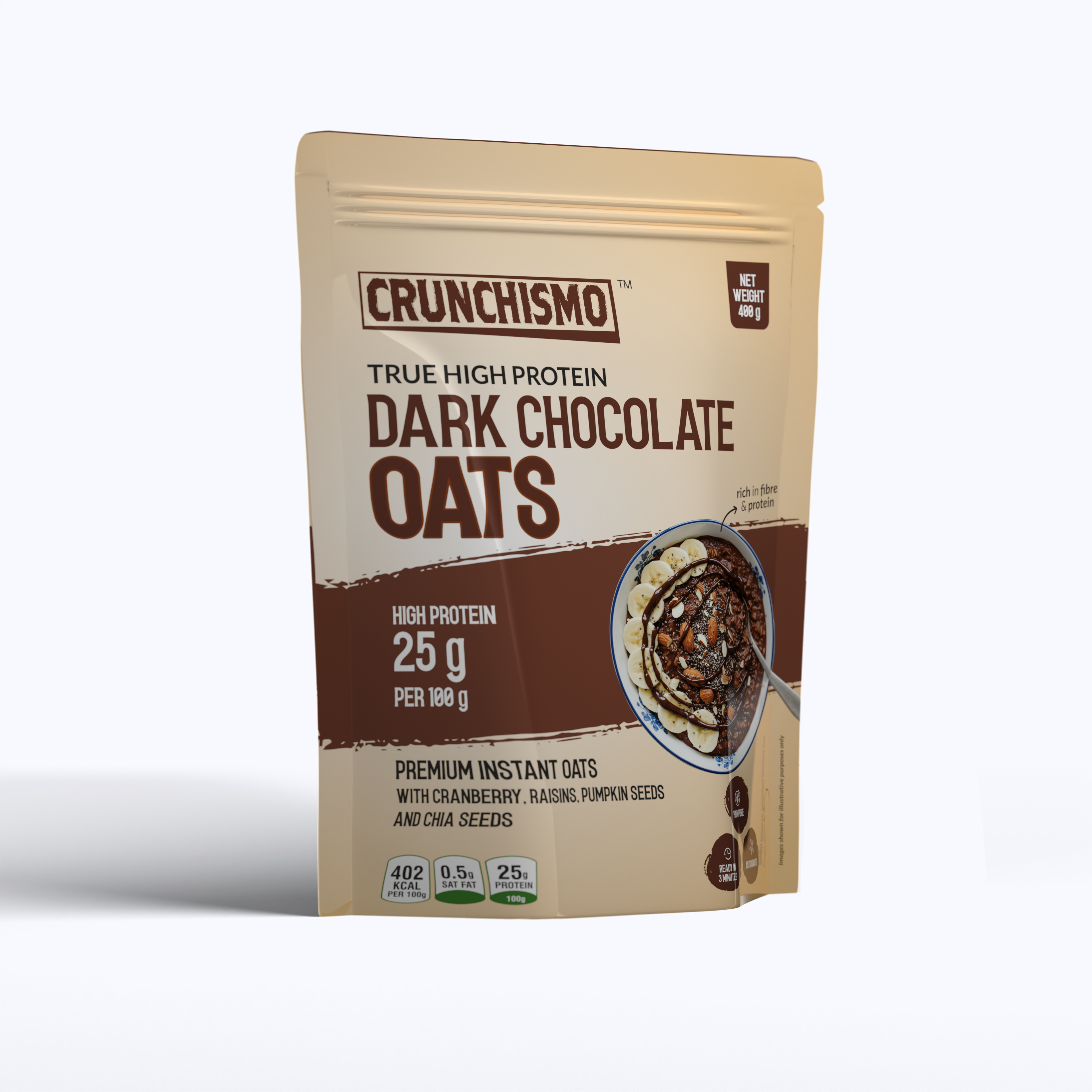 True High Protein Dark Chocolate Oats (400g x 2)
