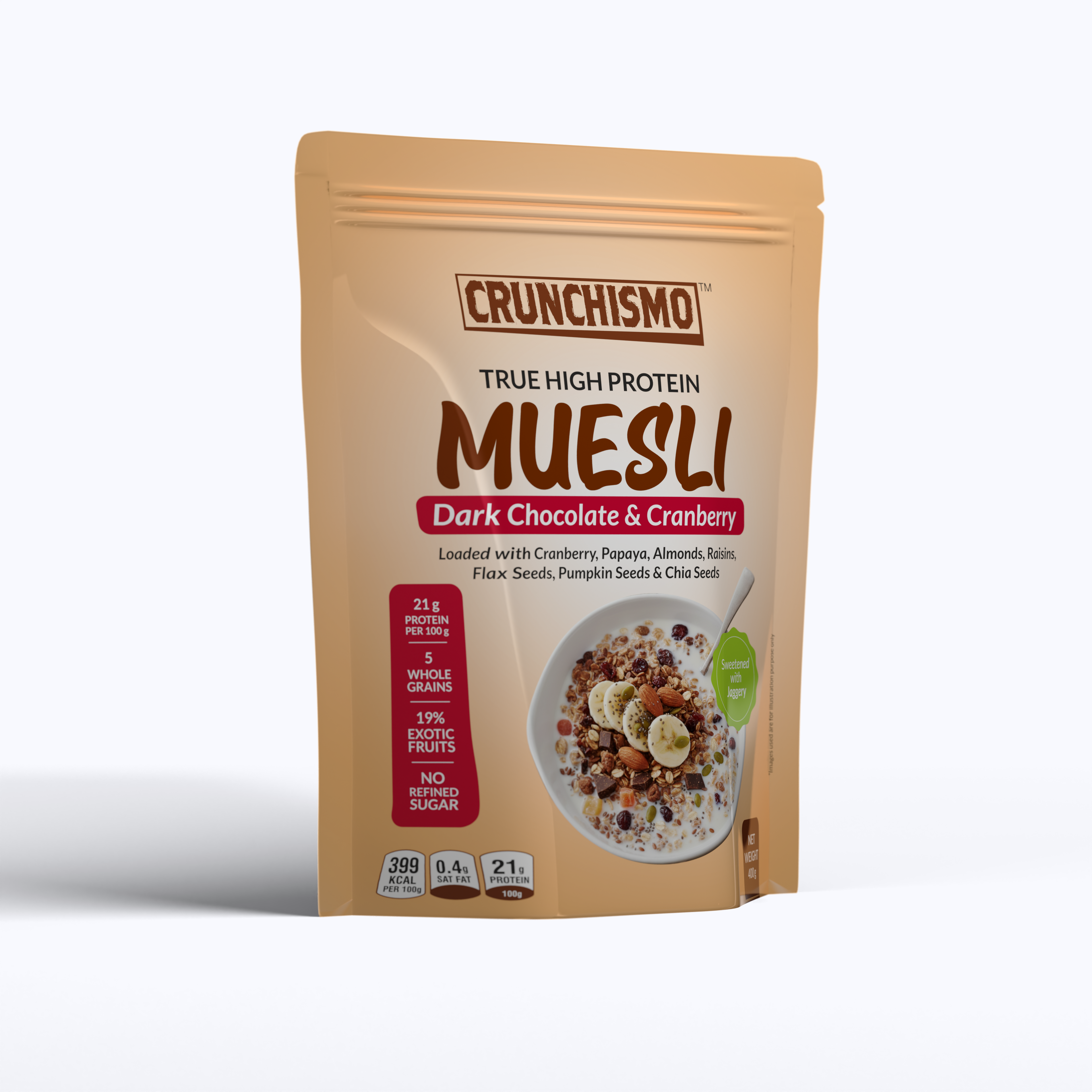 True High Protein Muesli – Dark Chocolate & Cranberry (400g x 2)