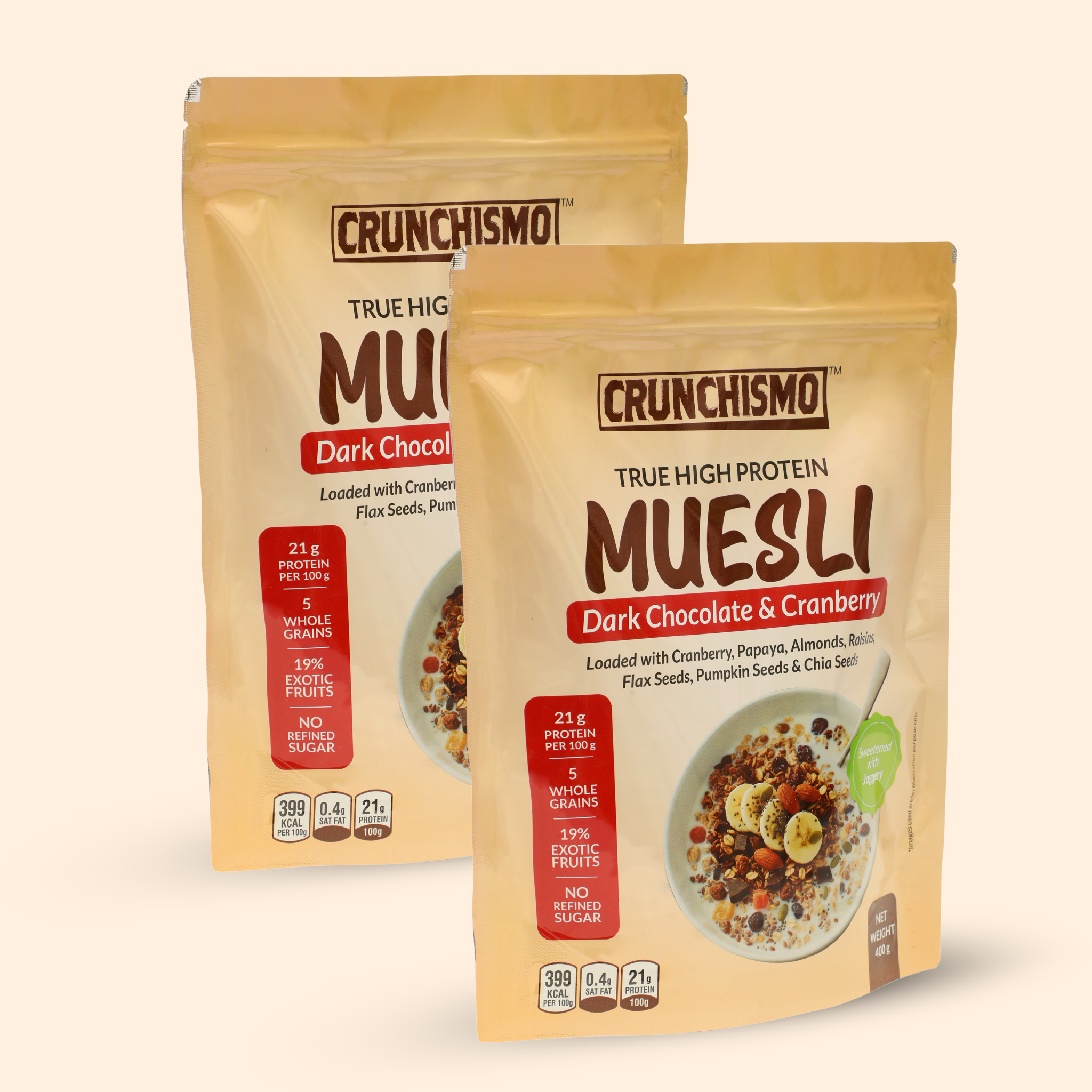 True High Protein Muesli – Dark Chocolate & Cranberry (400g x 2)