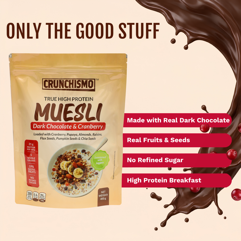 True High Protein Muesli – Dark Chocolate & Cranberry (400g)